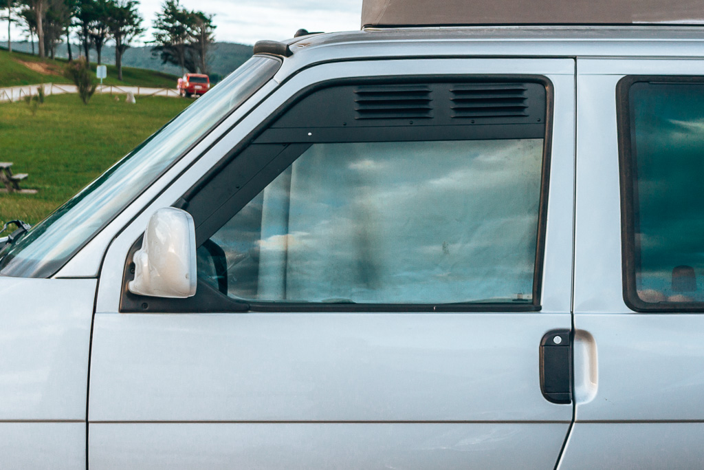A camper van window grill