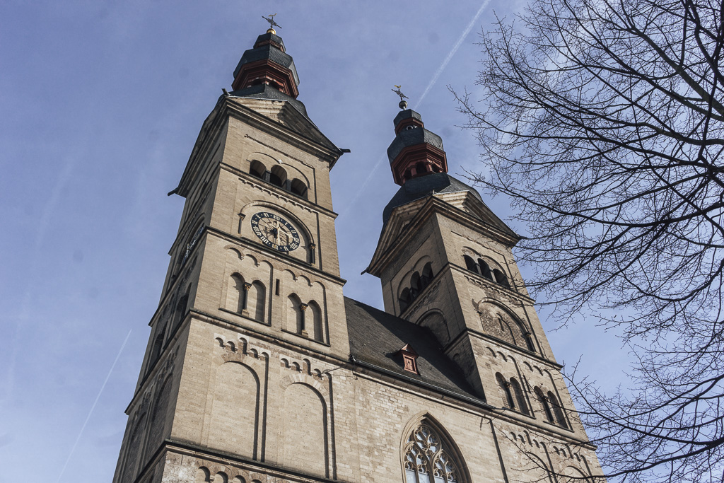 An impressive gothic church with two spires in Koblenz old town