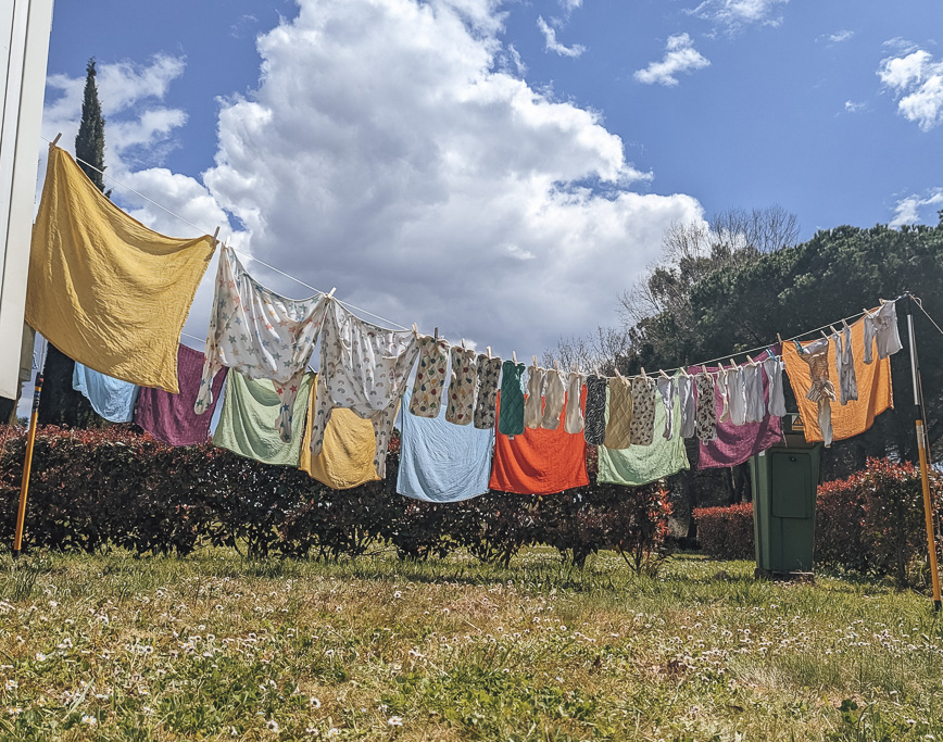 Laundry hanging out at a campsite in croatia