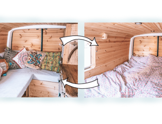 Campervan bed and seating. Feature image